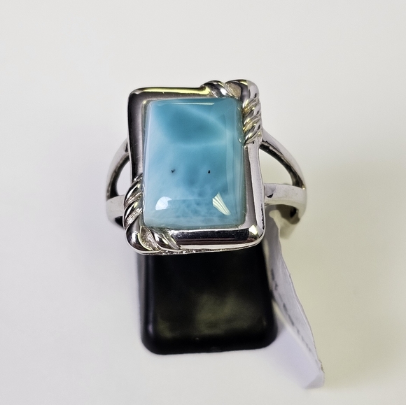 Natural Larimar & Sterling Silver Ring Size 10! NEW - Picture 3 of 4